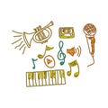 music instrument with notes musicals icon