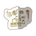 music instrument with notes musicals icon