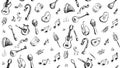 Music Instruments Doodle Pattern Art, vector design Generative AI Royalty Free Stock Photo