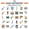 Music instruments filled outline icon set