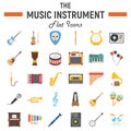 Music instruments flat icon set, audio symbols Royalty Free Stock Photo