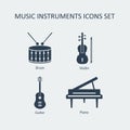 Music instruments icons set. Vector Royalty Free Stock Photo