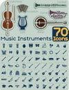 70 Music Instruments Icons Vector Set Royalty Free Stock Photo