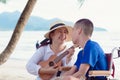 Music instruments with mother and disabled child on wheelchair Royalty Free Stock Photo