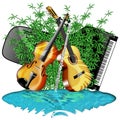 Music Instruments and Nature Royalty Free Stock Photo