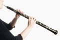 Music instruments - oboe hands Royalty Free Stock Photo