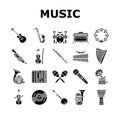 Music Instruments Performance Icons Set Vector Royalty Free Stock Photo