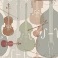 Music instruments seamless background.