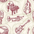 Music instruments seamless pattern