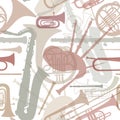 Music instruments seamless texture. Royalty Free Stock Photo