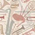 Music instruments seamless texture. Royalty Free Stock Photo