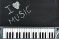 Music keyboard on blackboard background for passion and love for Royalty Free Stock Photo