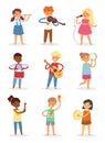 Music kids vector cartoon characters set of children singing Royalty Free Stock Photo