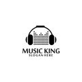 music king headphone dj vector logo design