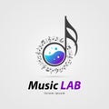 Music laboratory symbol. Creative icon with notes. Vector Royalty Free Stock Photo