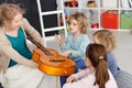 Music lesson with kids Royalty Free Stock Photo