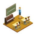 Music lesson at school isometric icon