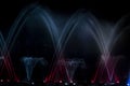 Music light fountain Water curtain laser in night. Royalty Free Stock Photo