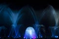 Music light fountain Water curtain laser in night. Royalty Free Stock Photo