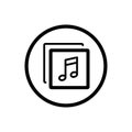 Music line icon in a cirlce and a white background