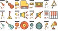 Music line icon set. Royalty Free Stock Photo
