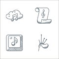 music line icons. linear set. quality vector line set such as bagpipes, musical note, sheet music
