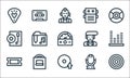 music line icons. linear set. quality vector line set such as album, music upload, ticket, microphone, album, record player, Royalty Free Stock Photo