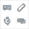 Music line icons. linear set. quality vector line set such as melodica, discman, harmonica