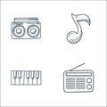 music line icons. linear set. quality vector line set such as radio, piano keyboard, music note Royalty Free Stock Photo