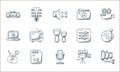 music line icons. linear set. quality vector line set such as xylophone, microphone, voice microphone, video camera, memory card,