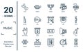 music linear icon set. includes thin line clave, keytar, heavy metal, cymbals, amplifier, gong, viola icons for report,