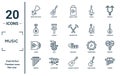 music linear icon set. includes thin line music spotlight, ukelele, album, panpipe, chimes, drumsticks, maraca icons for report,