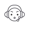 Music Listening Emoji concept line editable vector, concept icon. Music Listening Emoji concept linear emotion Royalty Free Stock Photo