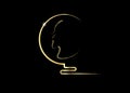 Music literature award, Man Head gold Profile golden coin icon. The award of the year, vector abstract prize medal Royalty Free Stock Photo