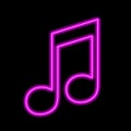 Quaver pink music icon neon symbol on black background Royalty Free Stock Photo