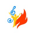 Music logo. Christian symbols. The believer worships Jesus Christ, sings the glory to God.