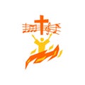 Music logo. Christian symbols. The believer worships Jesus Christ, sings the glory to God.