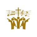 Music logo. Christian symbols. Believers in Jesus sing a song of glorification to the Lord. Royalty Free Stock Photo