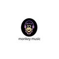 Music logo creative illustration monkey footage design color vector