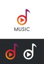 Music logo design concept. Business creative icon for musical company. Sound audio brand for mobile app or studio. Music player