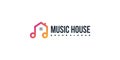 Music logo design with creative element house concept Premium Vector Royalty Free Stock Photo