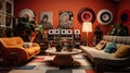 A music lover\'s lounge with vinyl records and retro furnishings