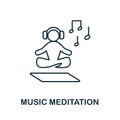 Music Maditation line icon. Simple element from yoga collection. Creative Music Maditation outline icon for web design