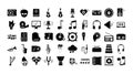 Music melody sound audio icons set silhouette style icon Royalty Free Stock Photo