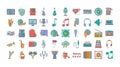 Music melody sound audio icons set line and fill style Royalty Free Stock Photo