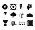 Music melody sound audio icons set silhouette style icon Royalty Free Stock Photo