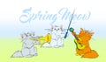 Music meow. Vector set of cute spring cats Orchestra