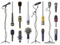 Music microphones. Studio sound, broadcast, or music record equipment, music record technology. Microphone for audio Royalty Free Stock Photo