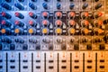 Music mixer at concert, close-up of buttons playing at electrical music festival and concert Royalty Free Stock Photo