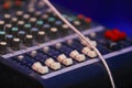Music mixer control panel. Closeup Royalty Free Stock Photo